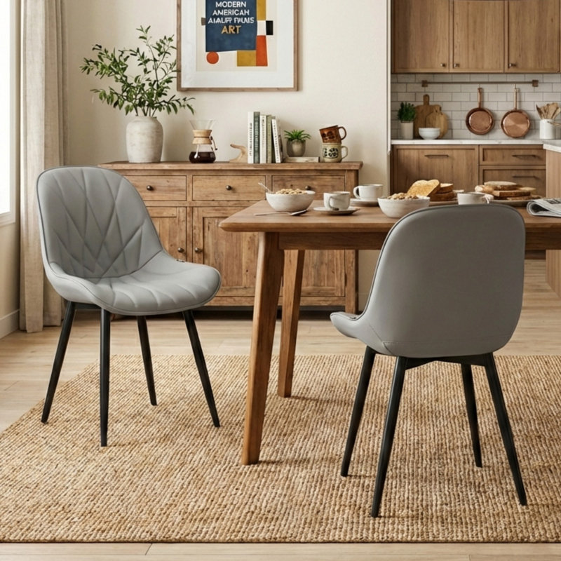Chaise d'appoint rembourrée en similicuir Chardee, Gris