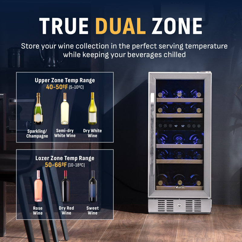 Newair 15 in. 29 Bottle Wine Refrigerator in Stainless Steel, Stainless steel