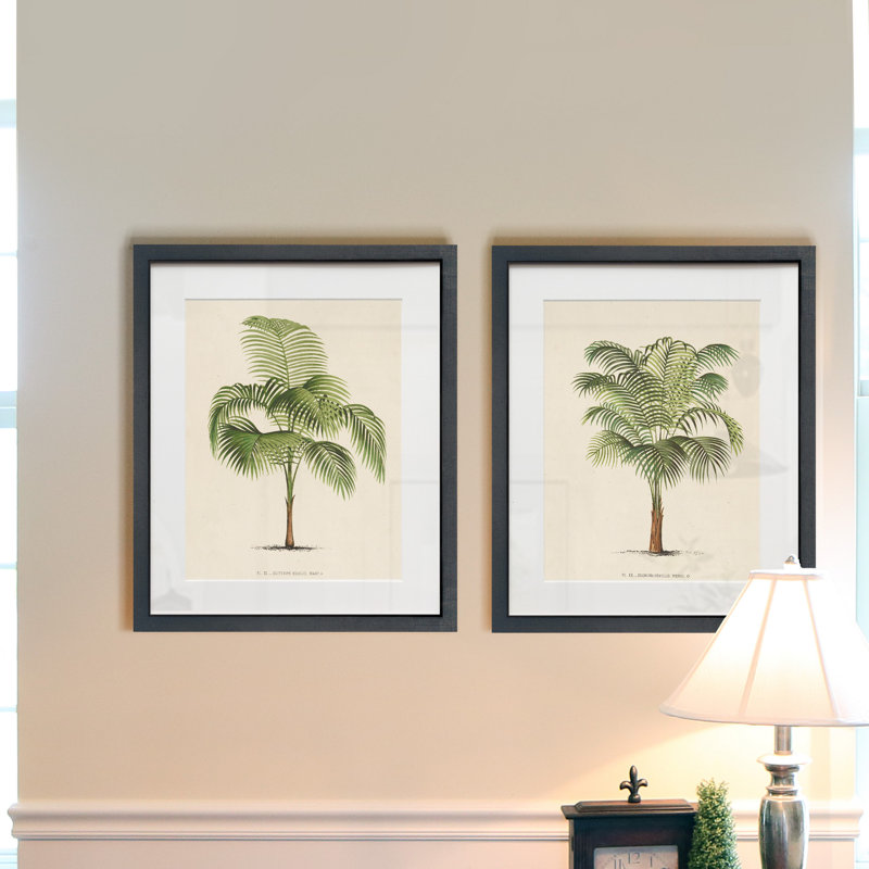 Les palmiers II, ensemble de 2 reproductions d’art encadrées sur papier