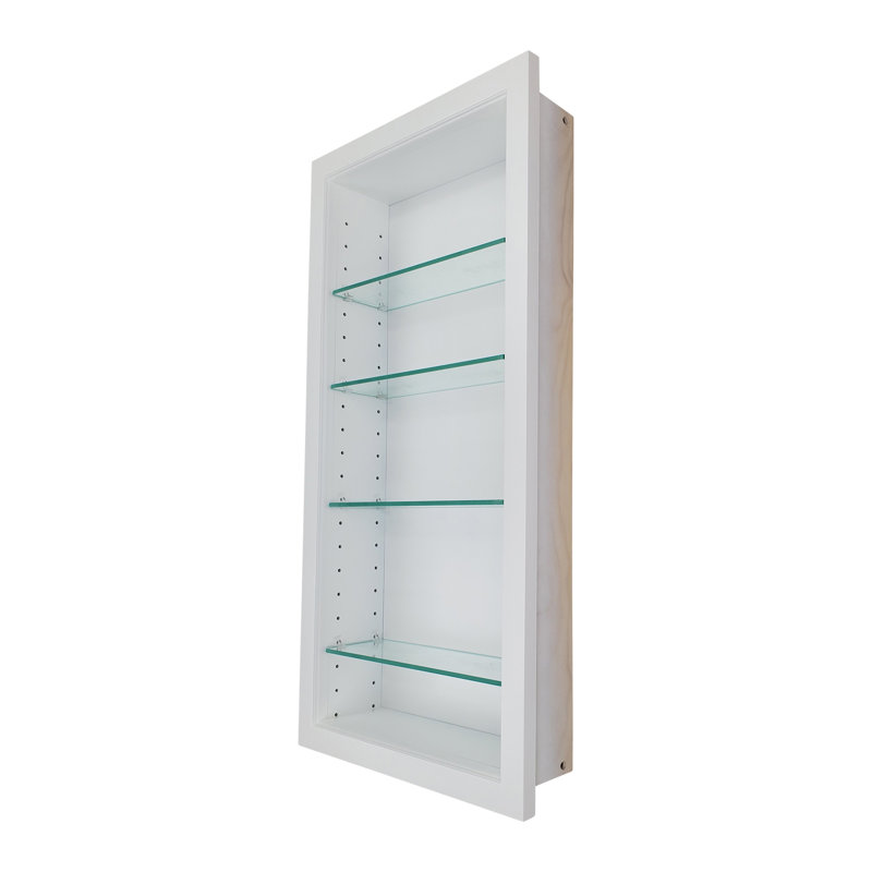 Étagère murale en bois massif 4 pièces Durango, Blanc, H 25,5 po x l 15,5 po x P 3,5 po