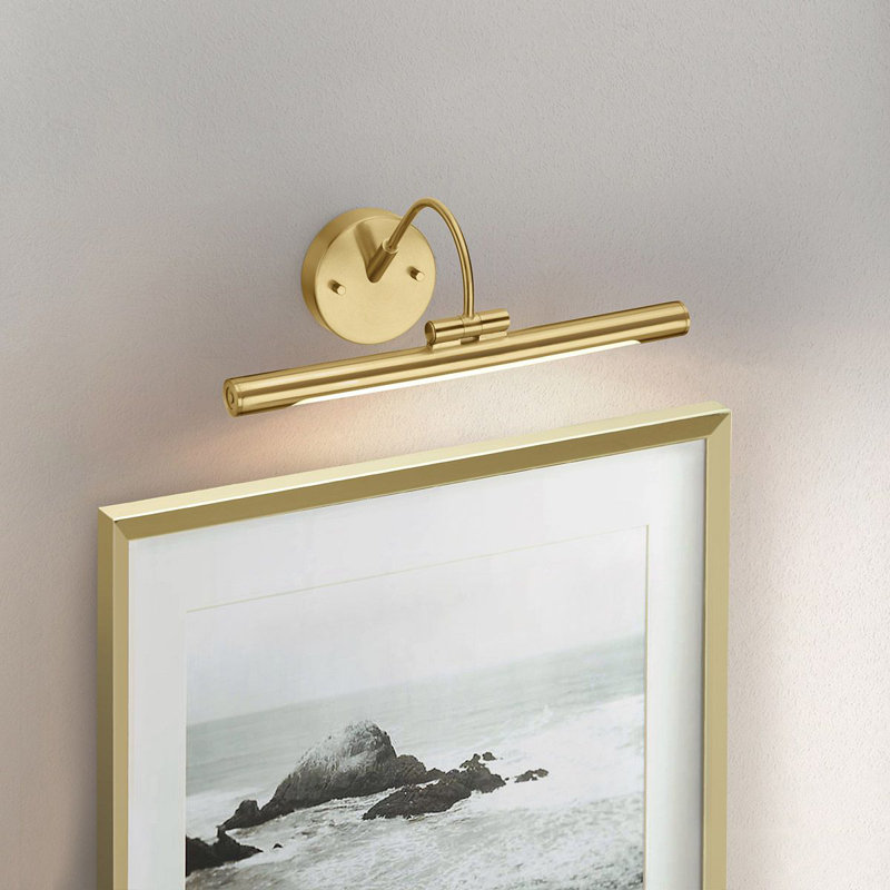 Alton 1 -Light Hardwired Dimmable LED Wall Mounted Picture Light, Brushed Brass, 16.1 cm H x 38.8cm W x 20.5cm D