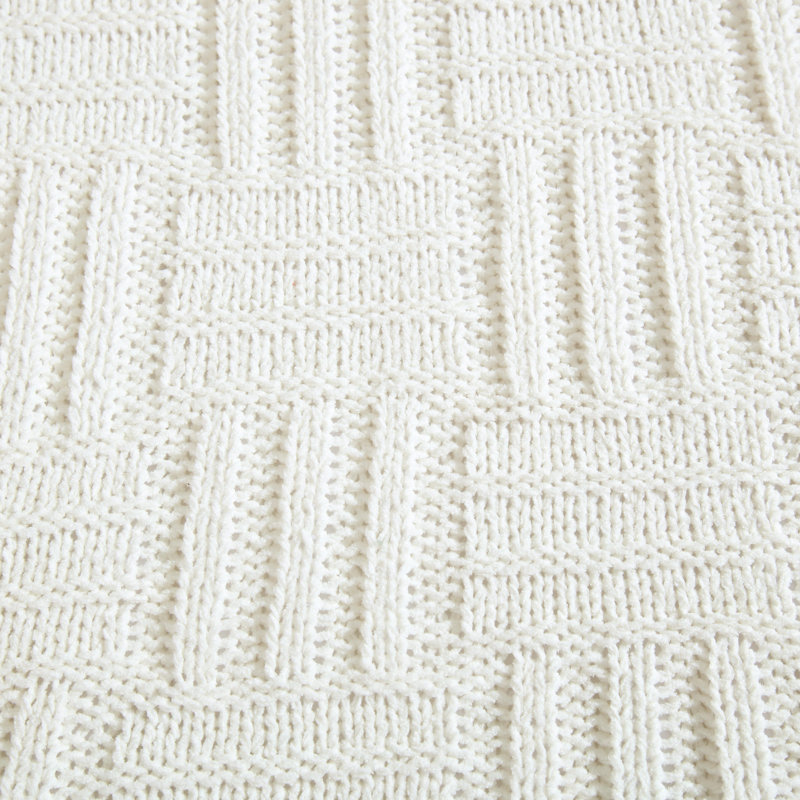 Knitted Throw Blanket, White