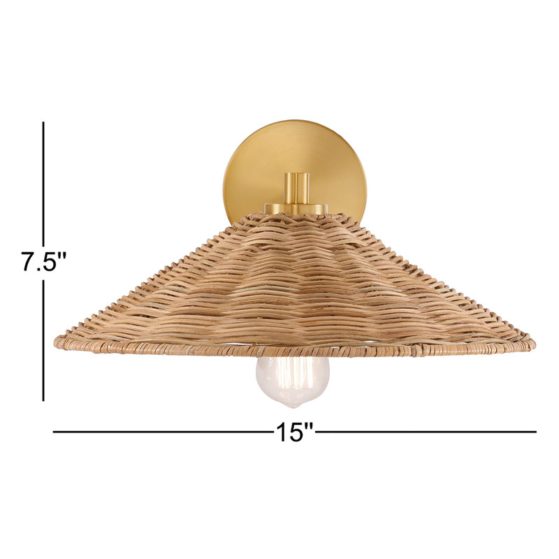 Applique murale 1 lumière Meridian en laiton naturel, Laiton naturel