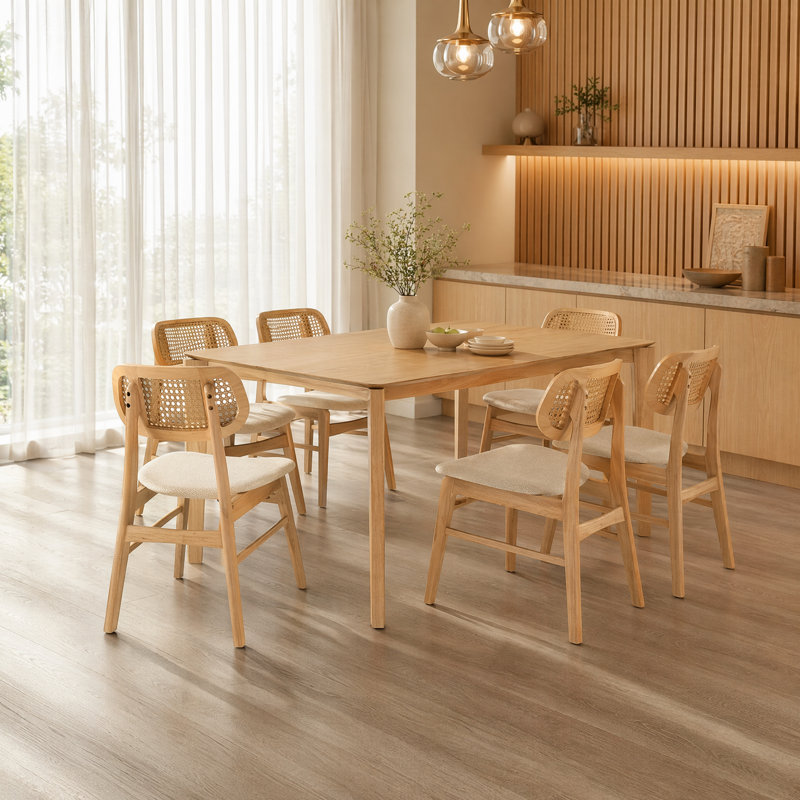 Ensemble de salle à manger 7 pièces Dunleavy Ashford, 7 Pieces: Table, 6 Chairs, Oak, Beige/Oak