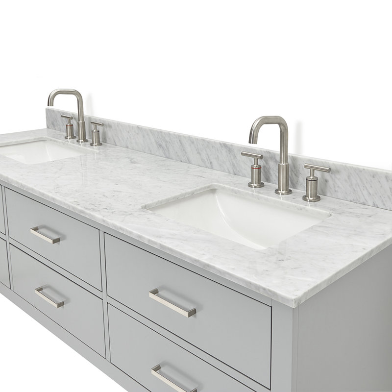 73'' W Double Vanity, Gray, Brushed Nickel