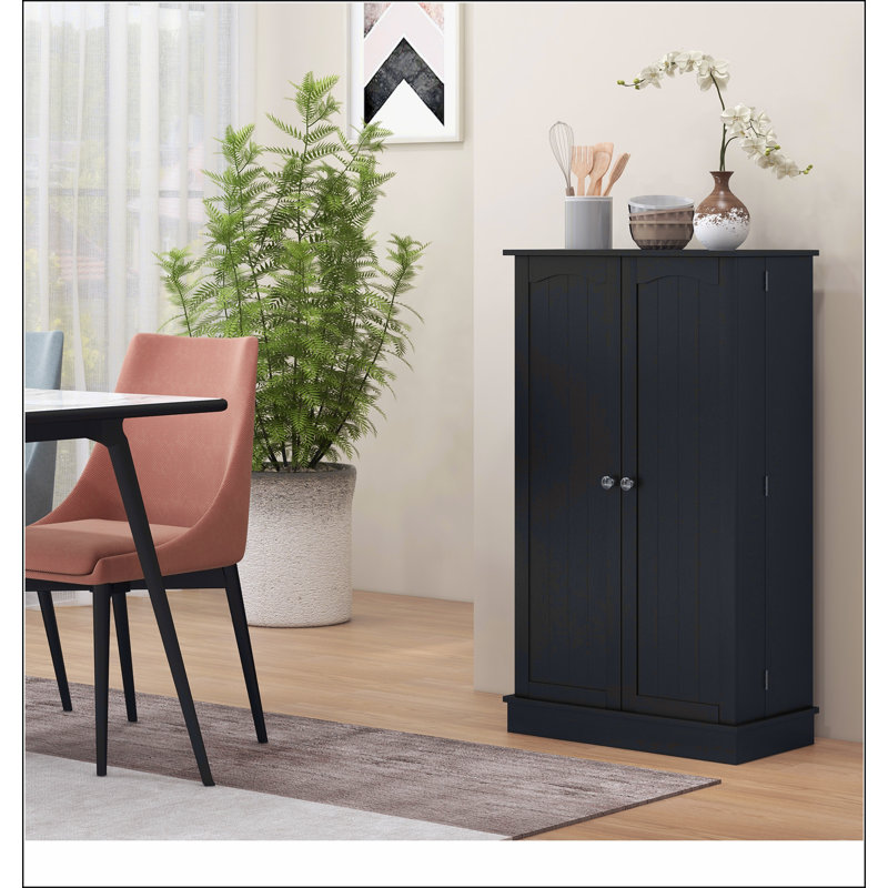 41" Kitchen Pantry Storage Cabinet, Freestanding Kitchen Cabinet with 12 Door Shelves, Double Doors, 5-tier Shelving and Adjustable Shelves