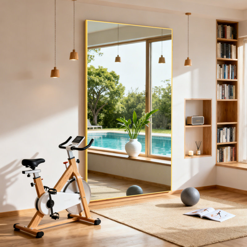 Extra Large Metal Framed Mirror, Floor Standing Full Length Mirror for Bedroom, Living Room or Home Gym, 71" H x 32" W