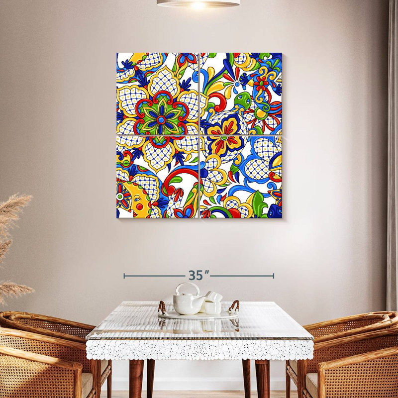 Kerner Bold Talavera Flowers, 38" H x 38" W