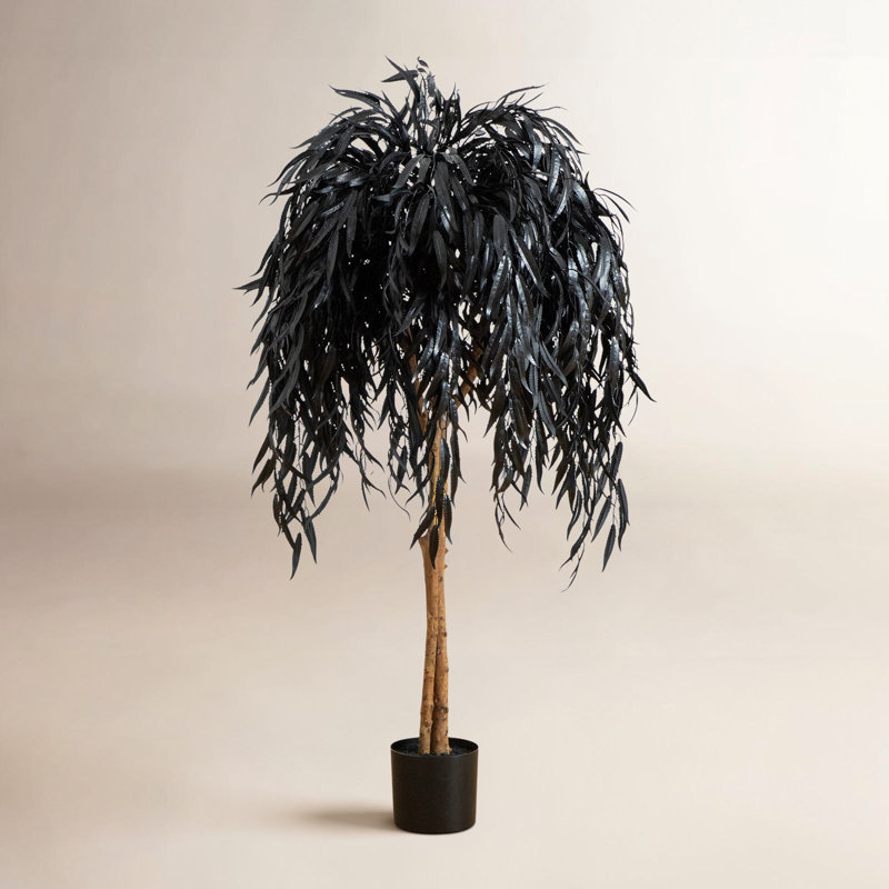 Artificial Halloween Black Willow Tree, 48" H x 32" W x 32" D