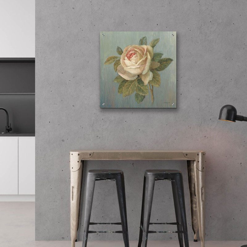  «Cottage Rose» par Danhui Nai, art mural en verre acrylique, H 24 po x l 24 po