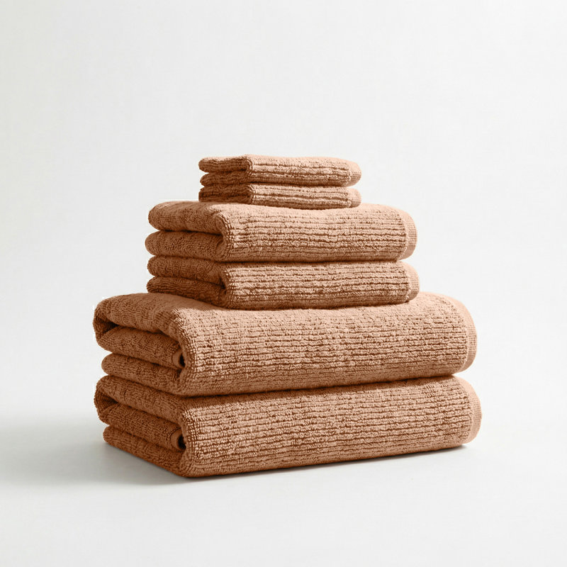 Ensemble de serviettes de bain 6 pièces en coton turc, Adobe