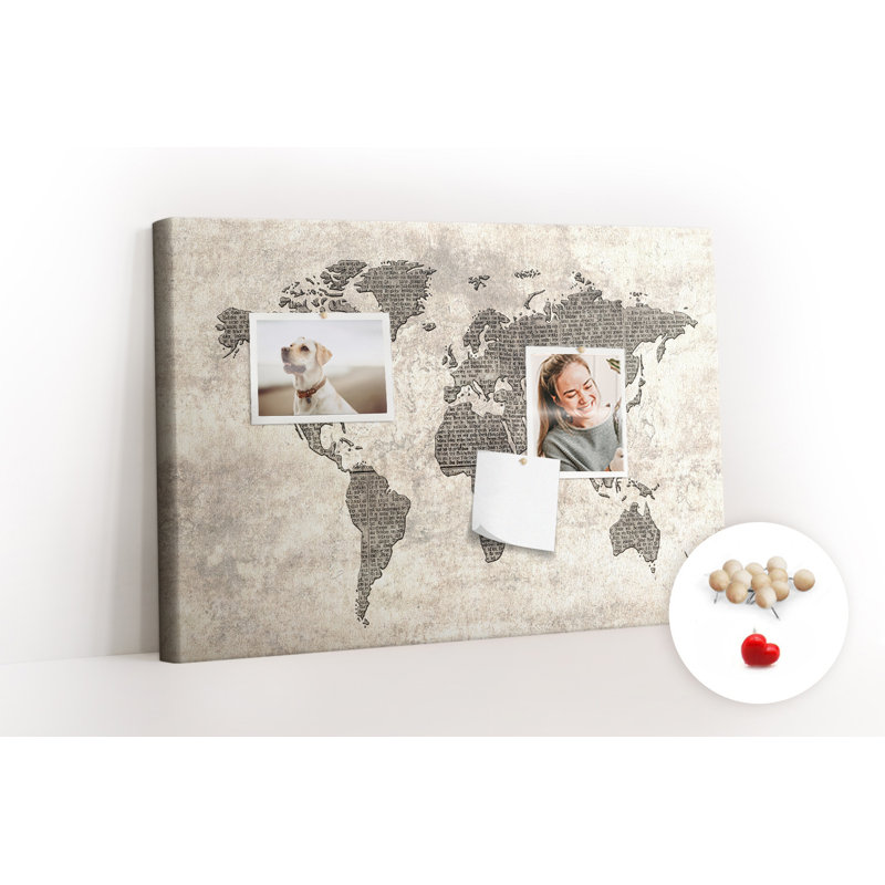 Wall Mounted bulletin board print home decor kitchen notice board home office corkboard Newspaper map
