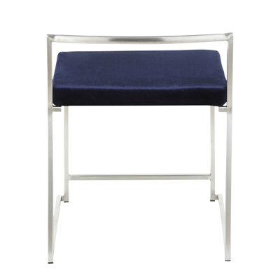 Fuji Contemporary Stackable Dining Chair In Blue Velvet By Lumisource - Set Of 2
