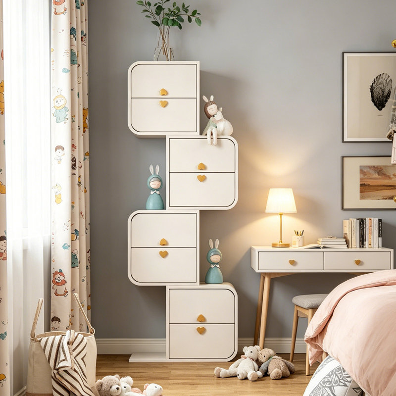 Commode de coin moderne à 23 tiroirs de 23,62 po avec poignées dorées en forme de cœur