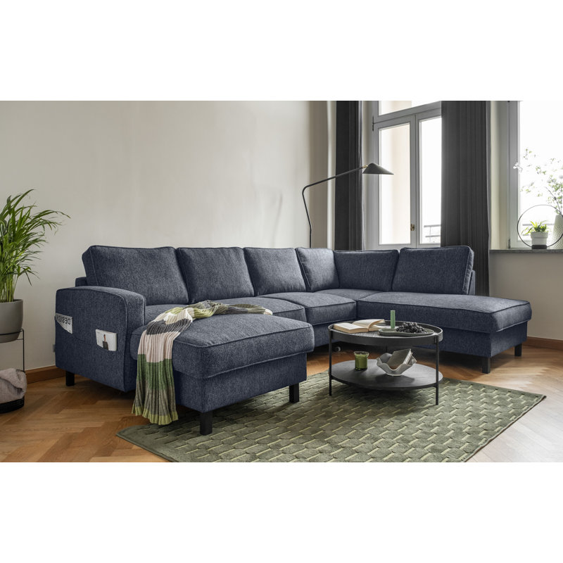 Molly Corner Sofa Bed U-Shape, Navy Blue, Right Hand Facing