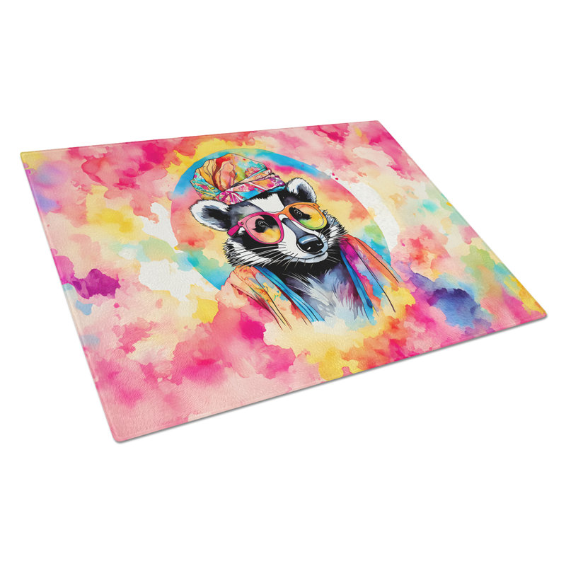 Hippie Animal Badger Glass Cutting Board