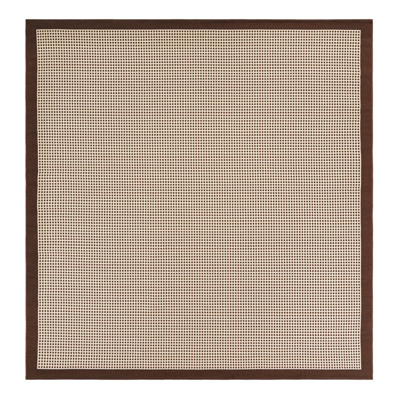 Gourlie Geometric Indoor/Outdoor Area Rug in Brown/Beige, Square 10'