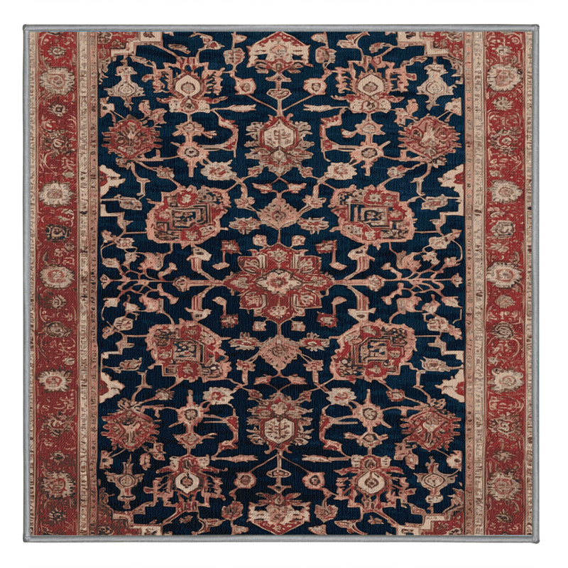Machine Washable Persian Brown Area Rug, Square 7'