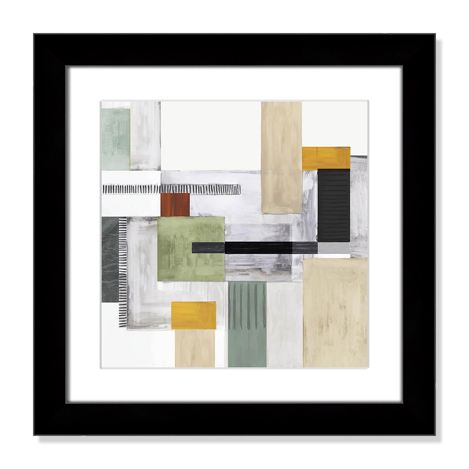 Playful Blocks Print, 18.5" H x 18.5" W x 1.25" D, Black Cube Framed