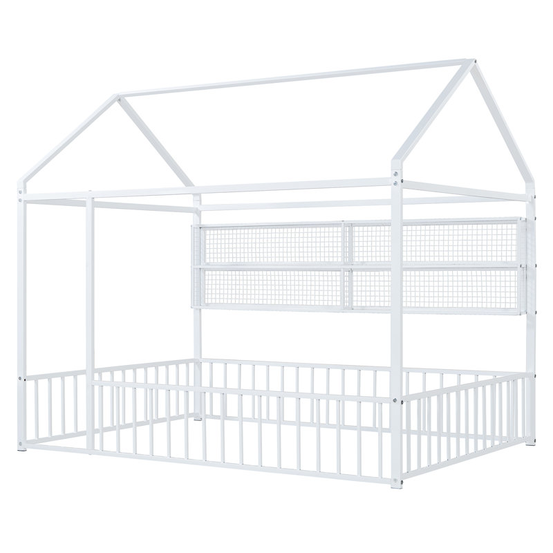 Structure de lit en métal avec bureau, tablettes, prises de courant et ports USB