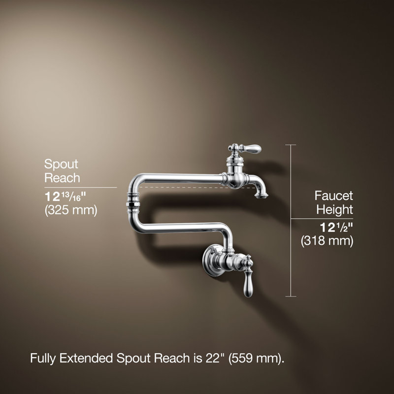Artifacts® Single-Hole Wall-Mount Pot Filler, Polished Chrome