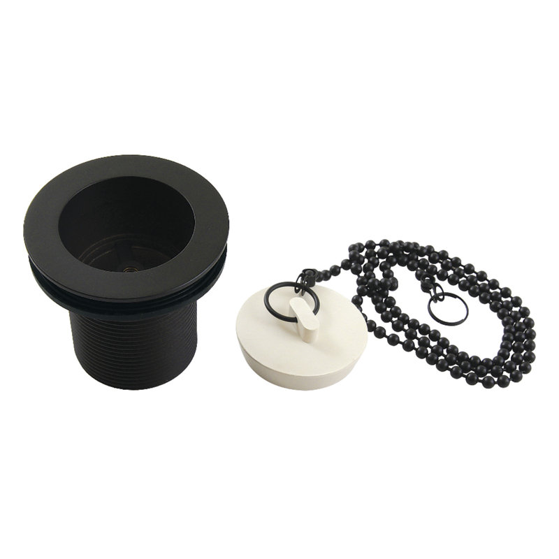 Kingston Brass Made To Match 1-1/2-Inch Chain and Stopper Tub Drain with 2-Inch Body Thread, Matte Black