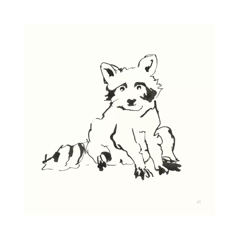 Line Raccoon by Chris Paschke - Painting on Canvas, Wrapped Canvas, 93.98cm H x 93.98cm W x 3.81cm D