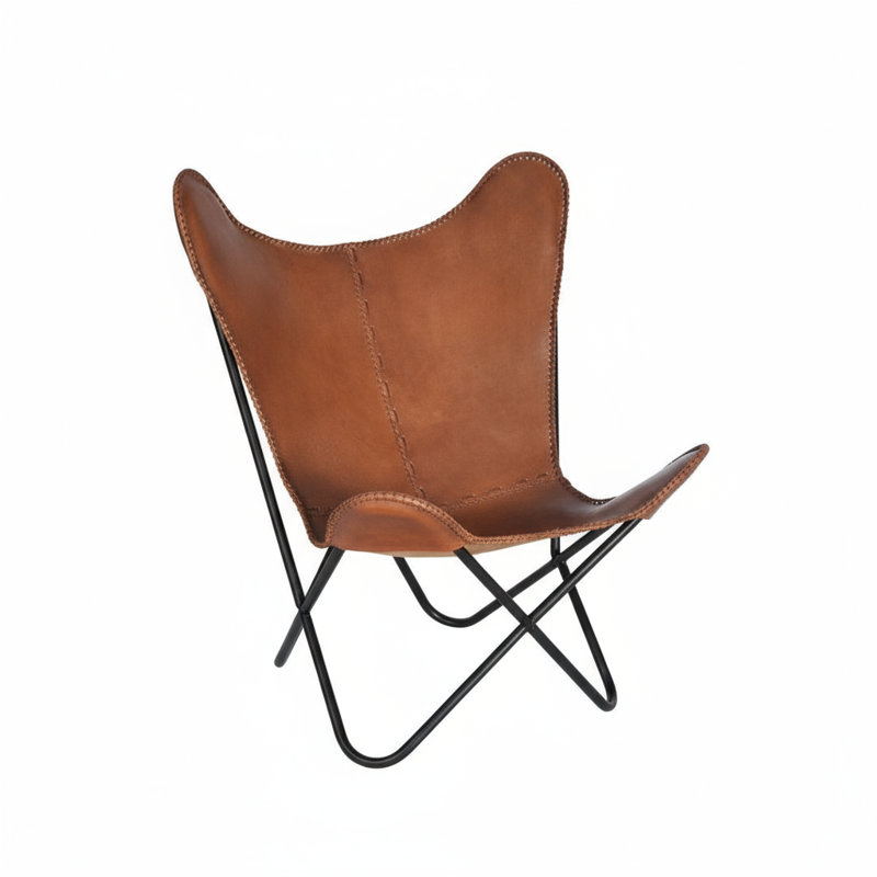 Tan Butterfly Chair, Brown/Black