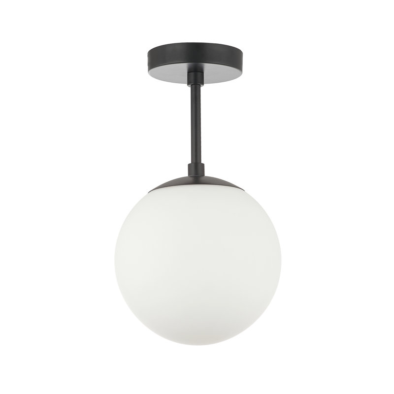 Bruning Traditional Glass Globe IP44 Bathroom Ceiling Light Fixture, Black