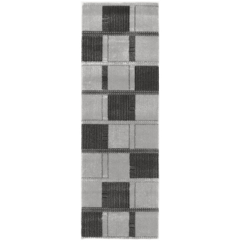 Tapis d'intérieur moderne gris Ebern Designs Reimann, Tapis de couloir 2 pi x 6 pi