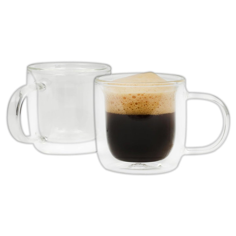 Ensemble de grandes tasses en verre isolantes à double paroi 3 pièces Mr. Coffee