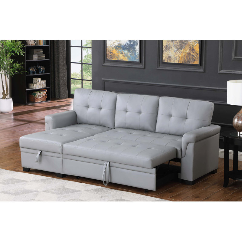 Upholstered L-Shaped Sectional, Dark Gray Linen Blend, Right Hand Facing