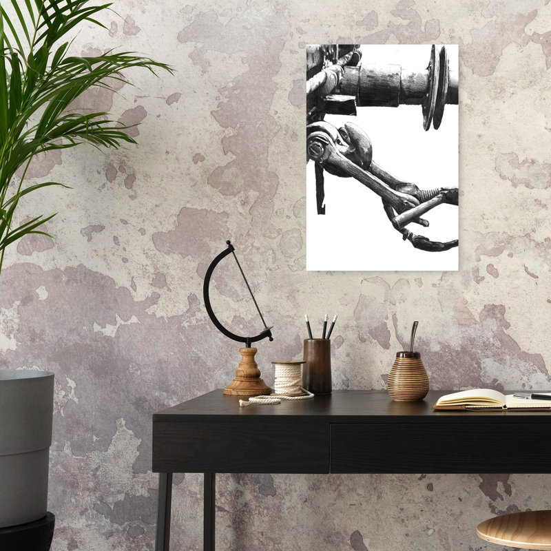 Impression d'art industriel abstrait industriel complexe, 24" H x 16" W