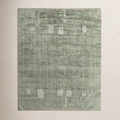 Monaco Green Hand-Knotted Abstract Rug