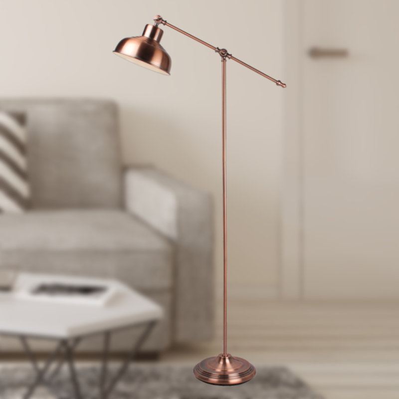 Graddy 146.3cm Task Floor Lamp, Antique Copper