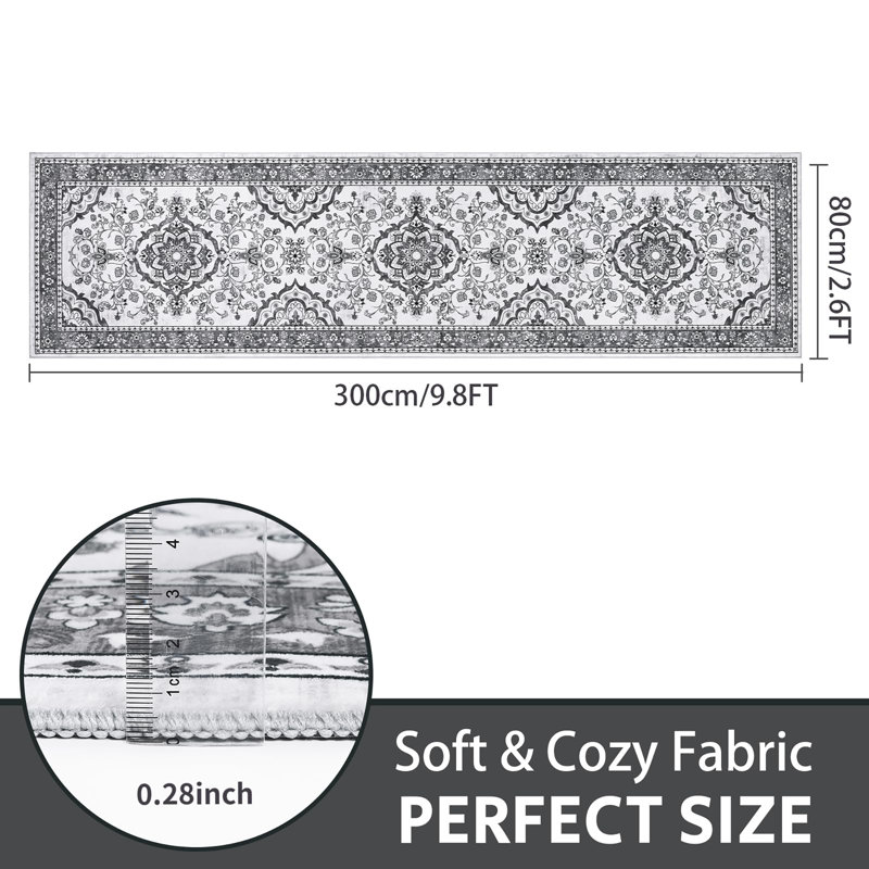 Floral Flatweave Area Rug, Runner 80 x 300cm