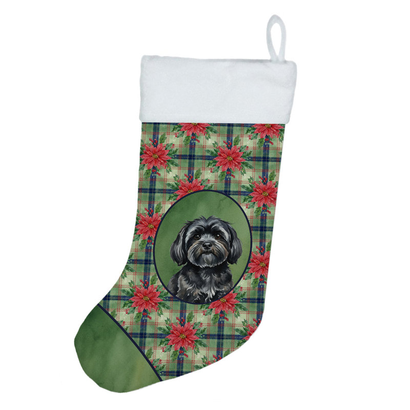 Chaussette de Noël noire Lhasa Apso, Noir