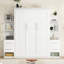 Lit escamotable double pleine grandeur avec tablettes, tiroirs et lumières DEL, blanc-1494930281