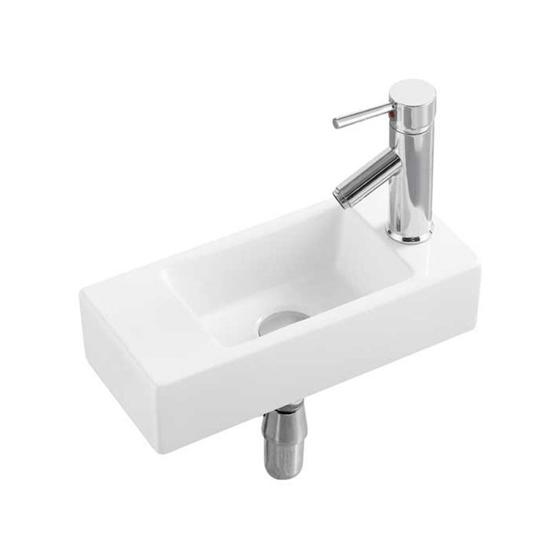 White Stone 405mm L x 405mm W White Ceramic Rectangular Sink
