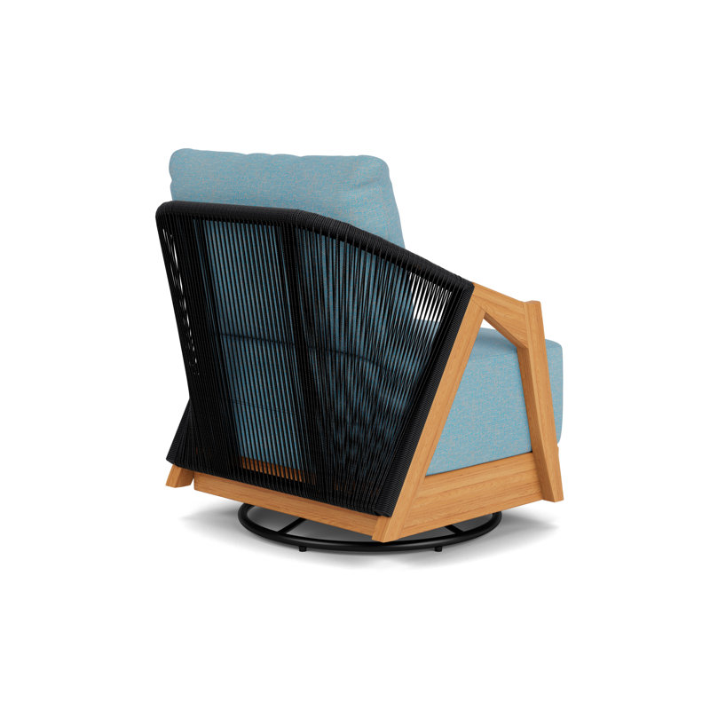 Alpine Outdoor Teak Swivel Armchair, Leeds Light Blue