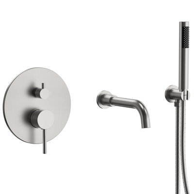 Robinet de salle de bain mural en laiton massif 7,87 po à poignée simple avec douche à main 