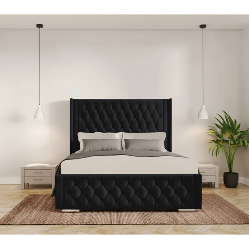 Athlene Upholstered Bed Frame, Black, Single (3')