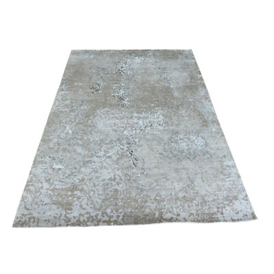 Tapis oriental moderne tibétain gris en soie noué à la main 12 pi 1 po x 15 pi 3 po A4076EF5D3D34D91B0A8D6E1BC43A32F