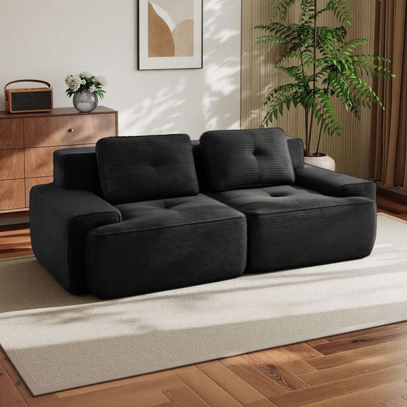 Canapé modulaire en L 82 po , Noir