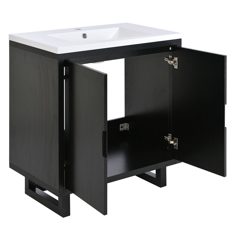 Ensemble de meuble-lavabo 30 po avec lavabo, armoire combinée, armoire de rangement pour salle de bain, structure en bois massif