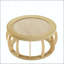 Table basse ronde en rotin vintage avec pieds courbés-199175797