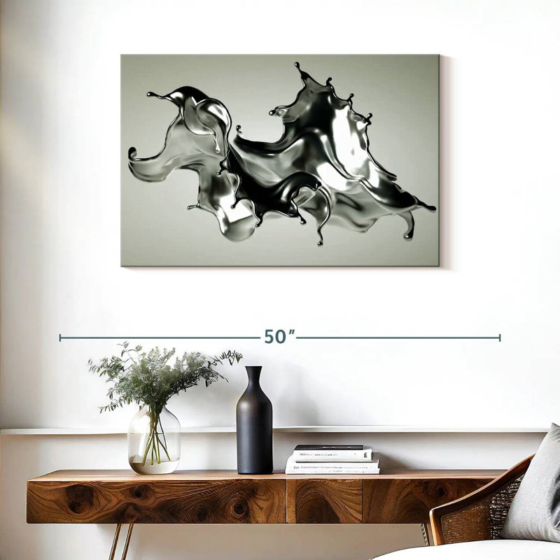 Avery Abstract Silver, 24" H x 36" W