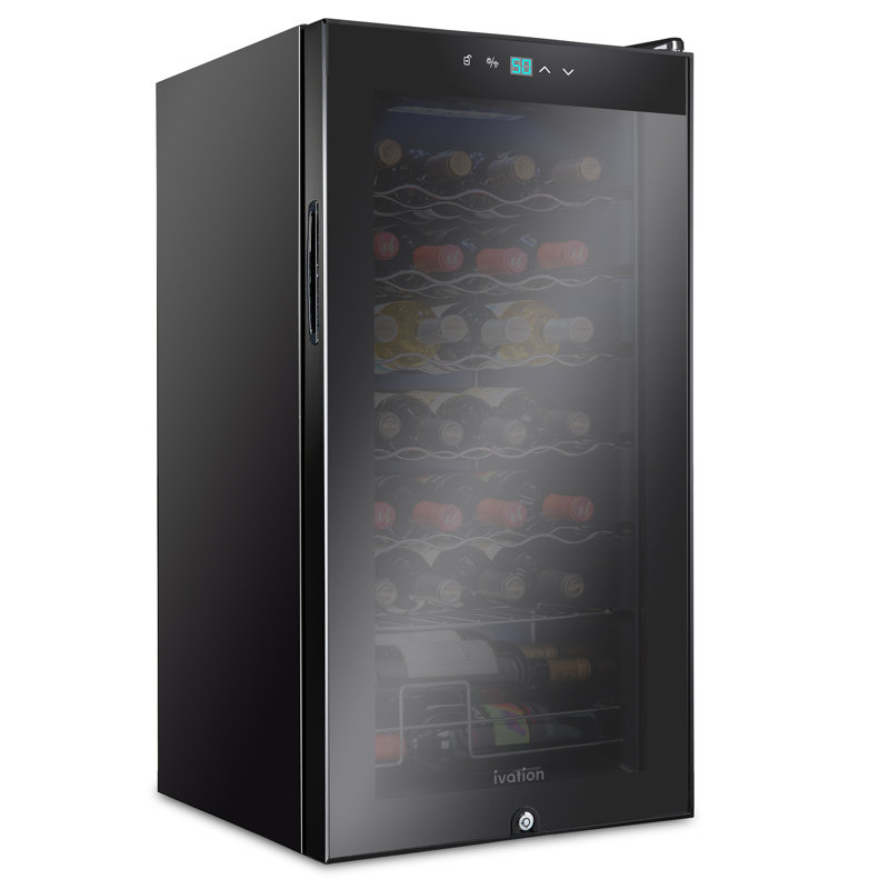 Ivation Single Zone 16.9'' Freestanding 28 Bottle Wine Refrigerator