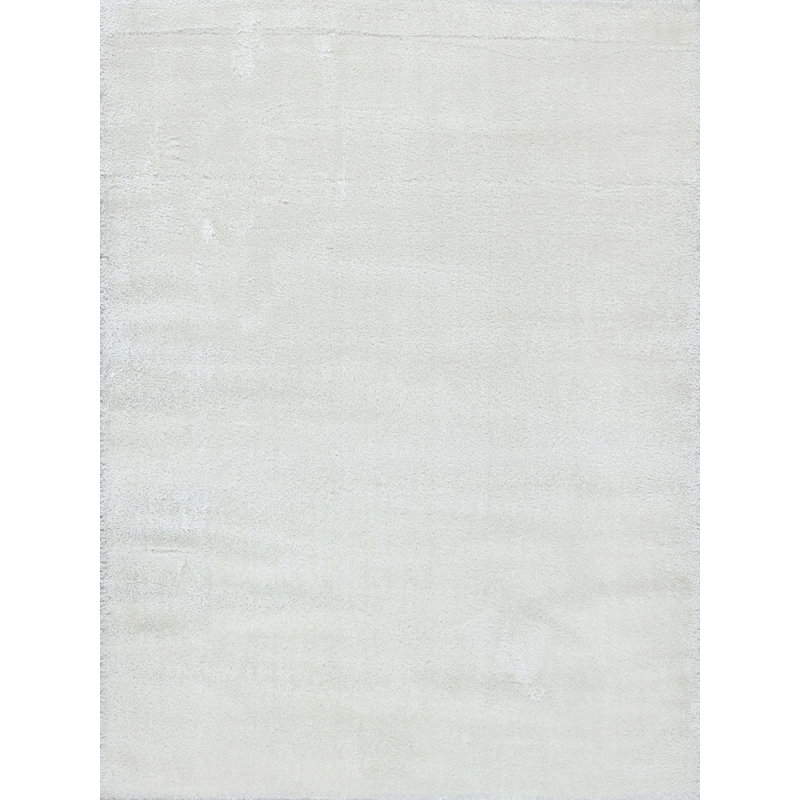 Luxe Shag Powerloom Microfiber/Polyester Area Rug in Ivory, Rectangle 4' x 6'