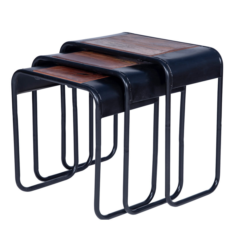 Rummond Solid Wood Top Nesting Tables, Dark Brown